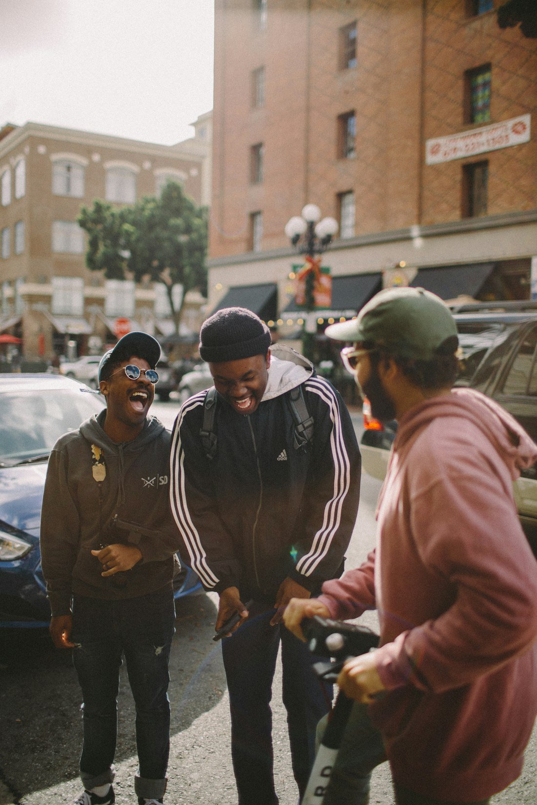 Friends laughing together in real life