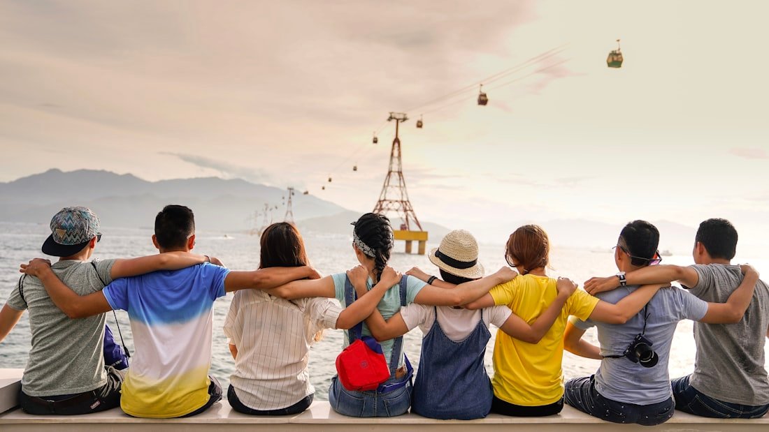A new community of friends sitting together